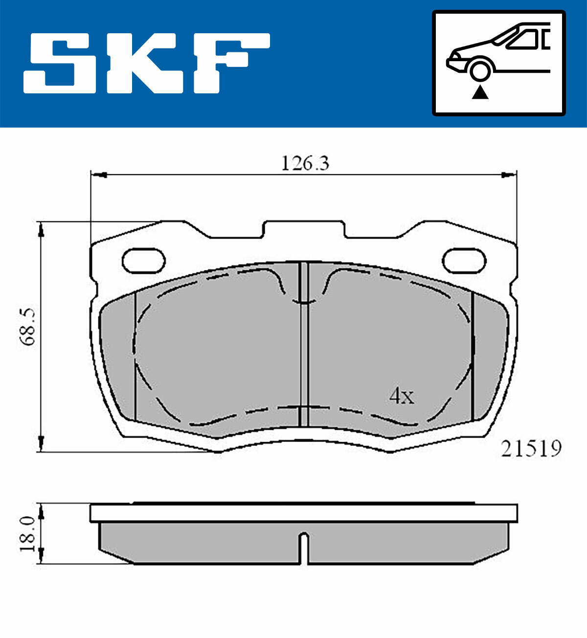 Sada brzdových platničiek kotúčovej brzdy SKF